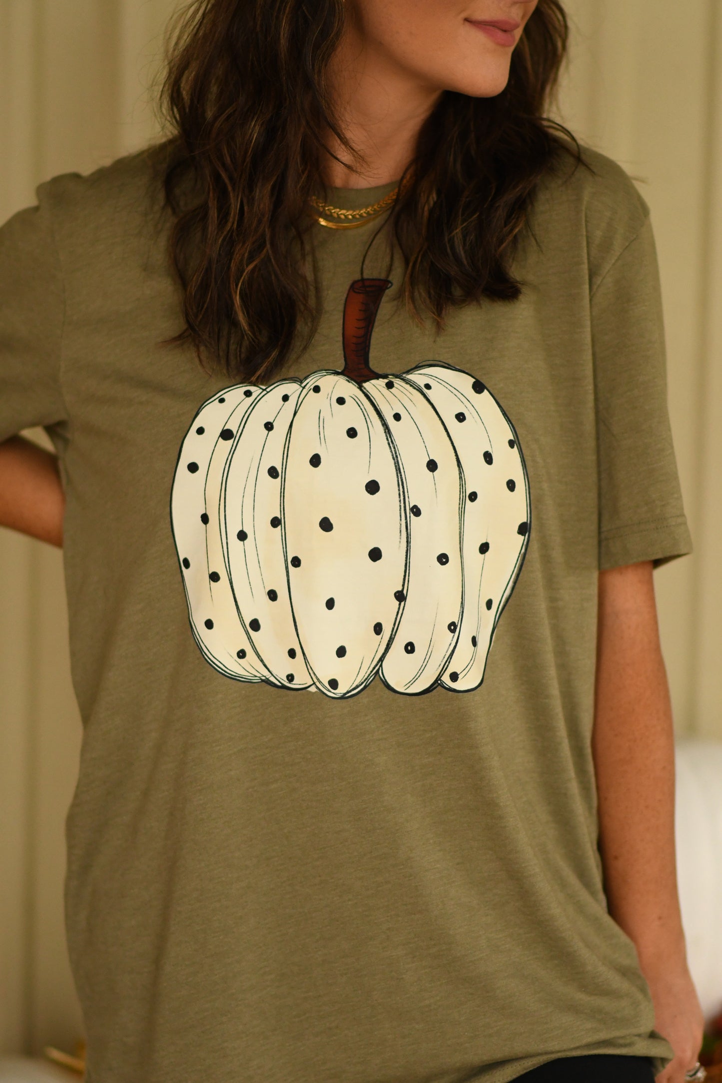Olive Spotted Pumpkin Tee