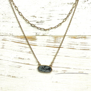 Envy Stylz Boutique Women - Accessories - Necklace Gold and Slate Oval Necklace